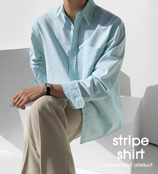 Slup stripe cotton shirt(5color)