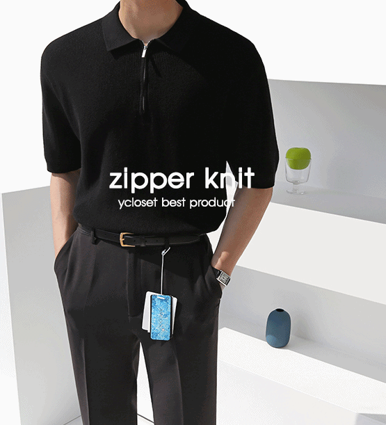 Charl zipper half knit(8color)