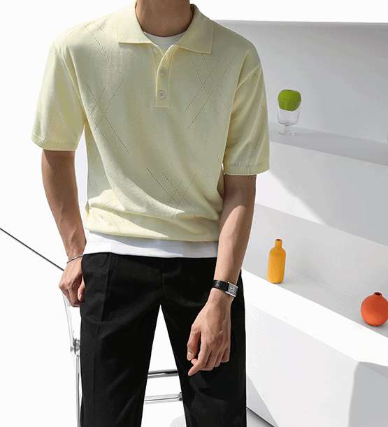 Cross punching collar knit (3color)