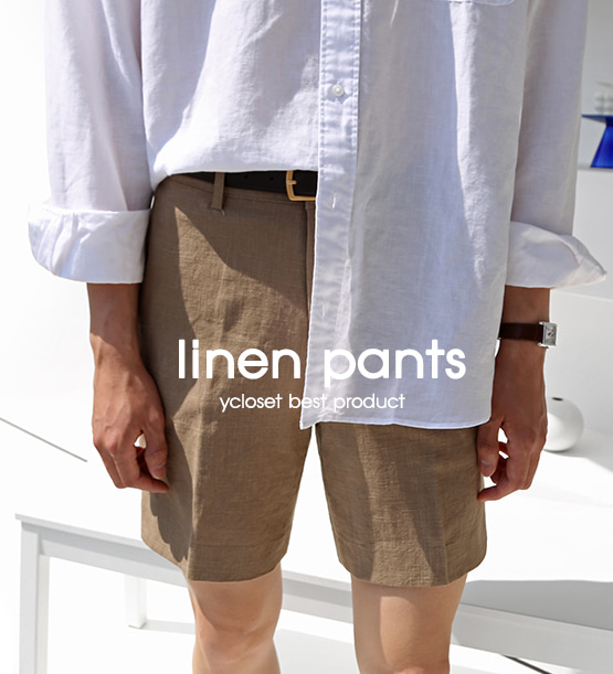 Toil linen half banding pants (5color)