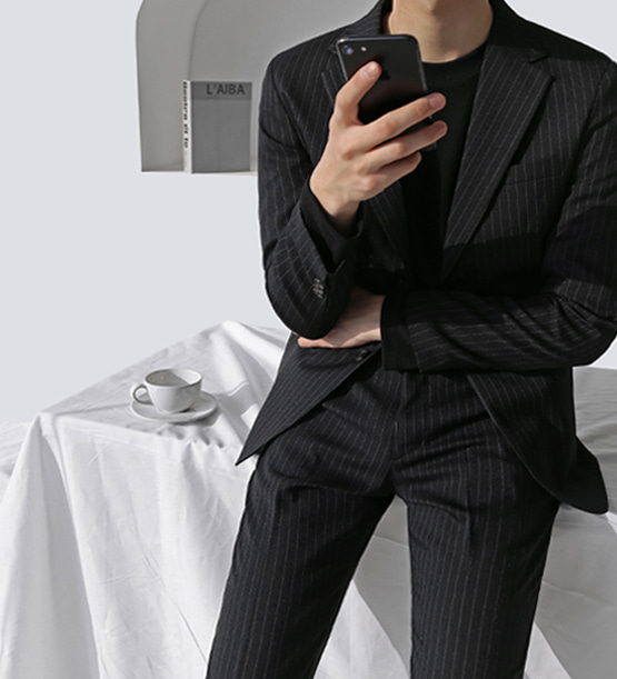 Caleb stripe black suit (1color)