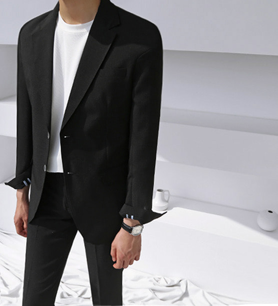 Summer linen black suit (1color)