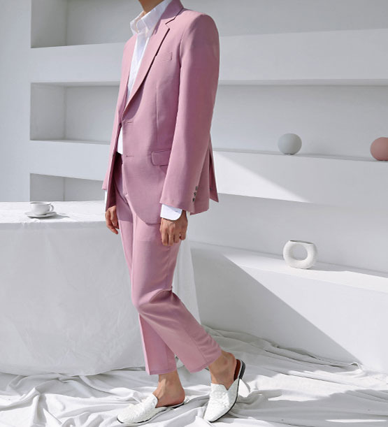 Perfect linen pink suit (1color)