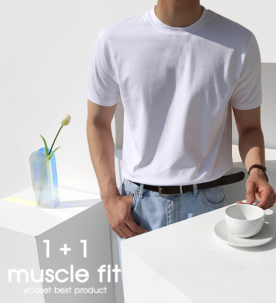1+1 Mucle basic half tee(12color)