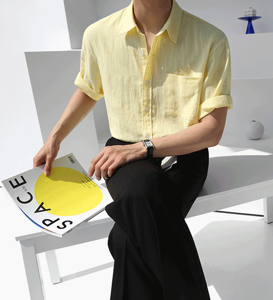 Bonik linen overfit half shirt(6color)