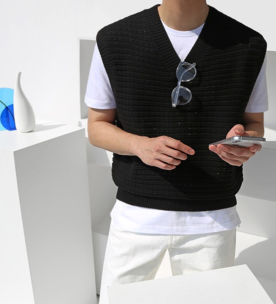 Meloni v-neck knit vest (3color)