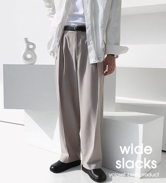 Unick back-bandding pin tuck wide pants (3color)