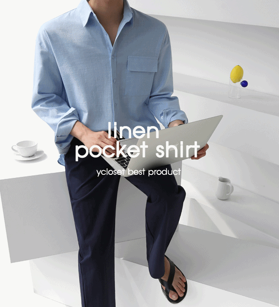 Pleo pocket linen shirt (5color)