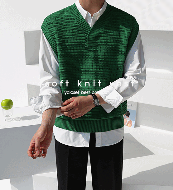 Scoil linen knit vest(4color&amp;2type)