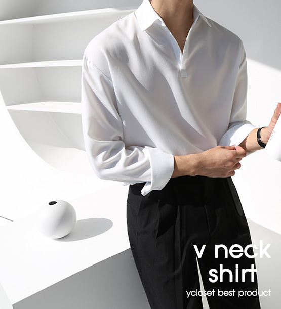 Perin open v-neck shirt (4color)