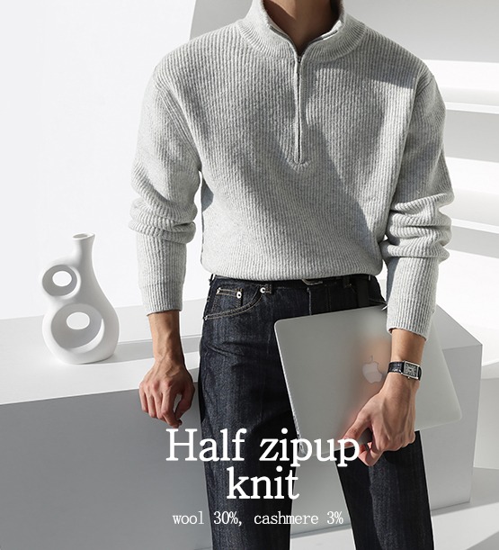 Care half zip-up knit (4color)